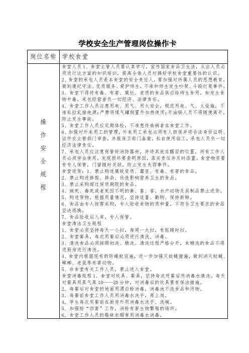 学校岗位安全管理岗位操作卡