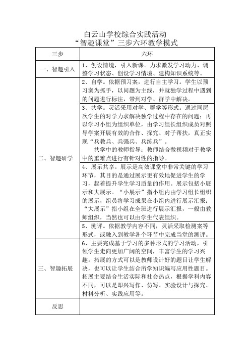 白云山学校“智趣课堂”三步六环教学模式-综合实践学科