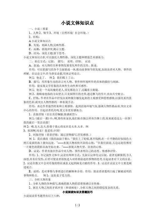 小说文体知识点