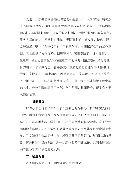 一团一品实施方案