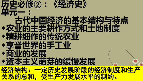 高中历史 第1课 农业主要耕作方式和土地制度课件2 北师大版必修2