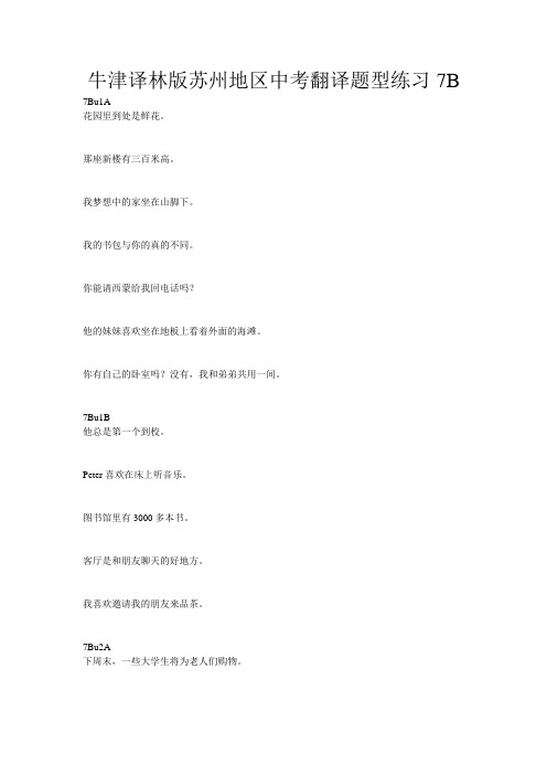 中考翻译综合素质版7B