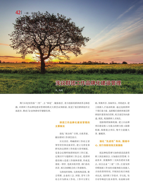 浅议群团工作品牌化建设管理