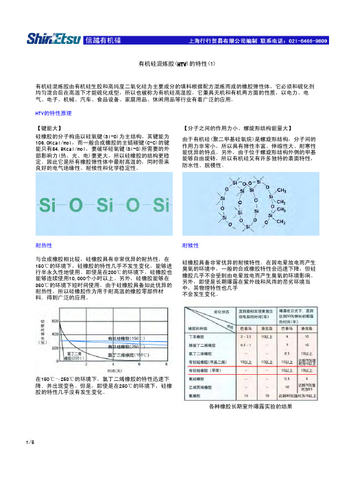 信越有机硅混炼胶的基本特性