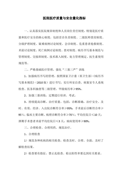 医院医疗质量与安全量化指标