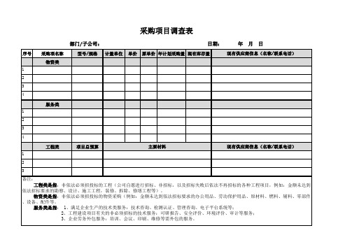 采购项目调查表