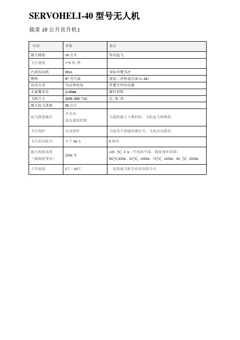 无人机系统参数