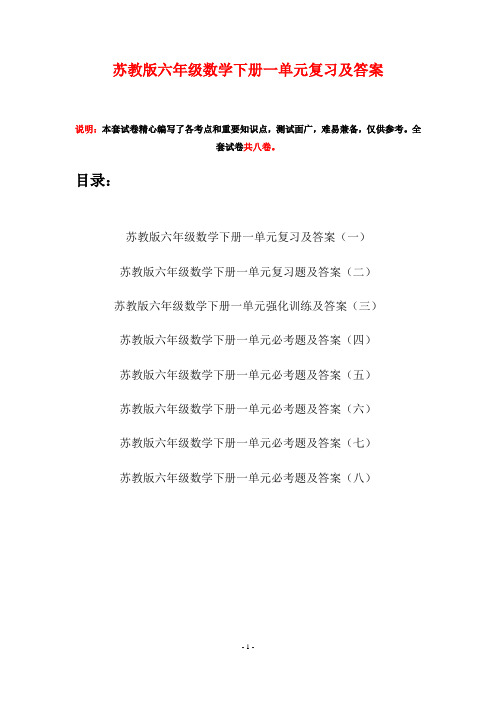 苏教版六年级数学下册一单元复习及答案(八套)