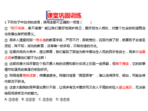2019年秋人教版PPT(2019新教材)高中语文必修1教学课件：第六单元 第13课 课堂巩固训练 (共12页)