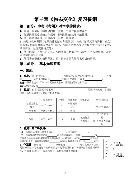 物态变化    复习提纲