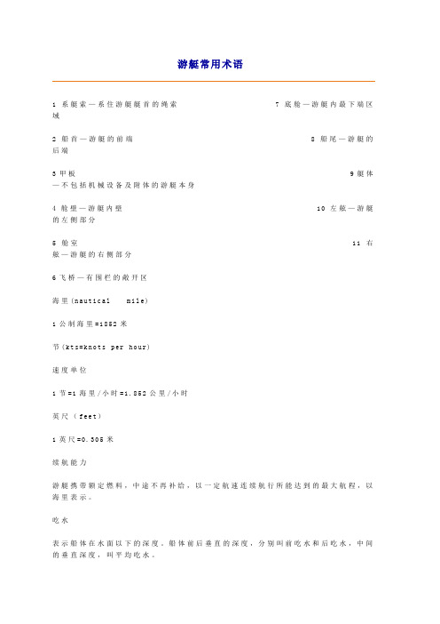 游艇常用术语