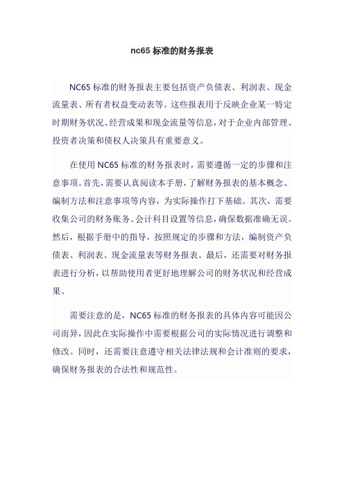 nc65标准的财务报表