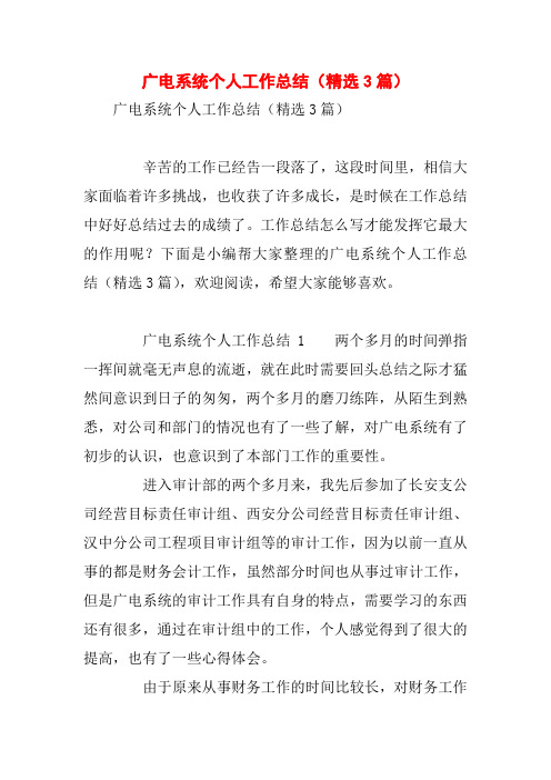 广电系统个人工作总结(精选3篇)