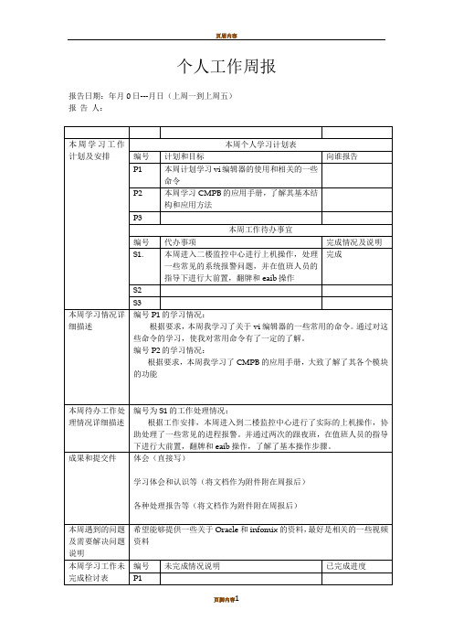 个人工作周报模板