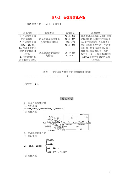 【优化方案】2016版高考化学二轮复习 上篇 专题突破方略 专题三 元素及其化合物 第九讲 金属及其化合物学案