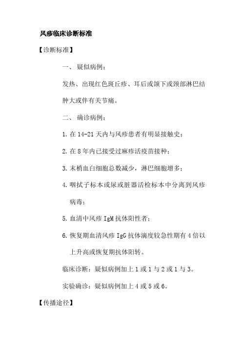 风疹临床诊断标准