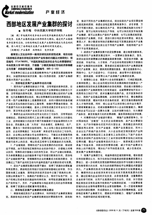 西部地区发展产业集群的探讨