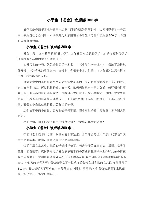 小学生《老舍》读后感300字