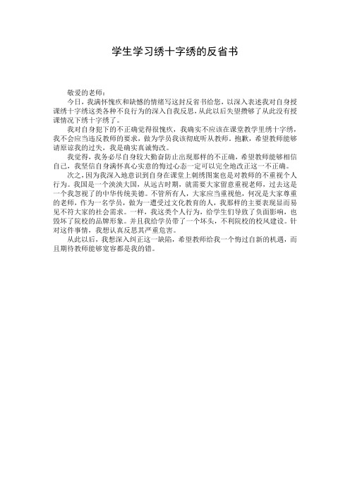 学生学习绣十字绣的反省书 (2)