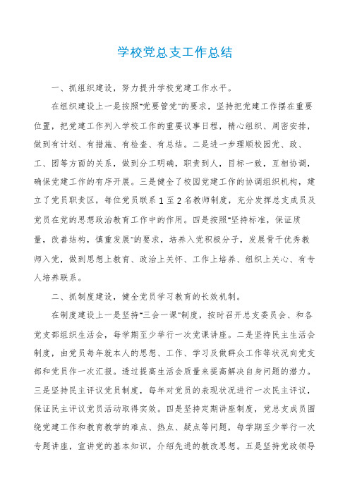 学校党总支工作总结