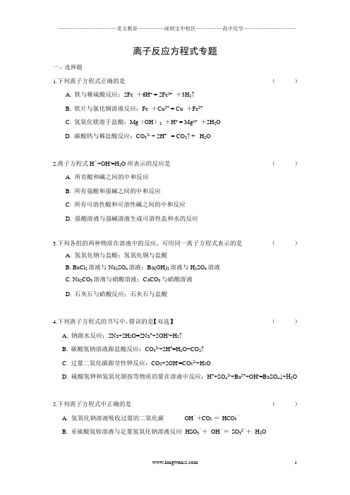 离子方程式专题