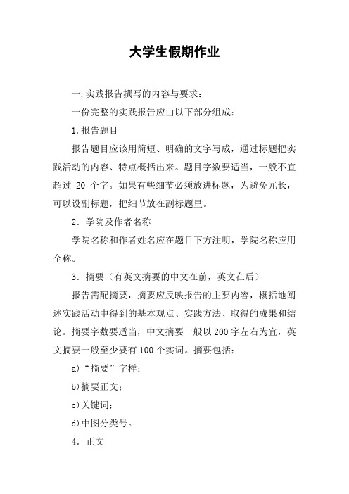 大学生假期作业