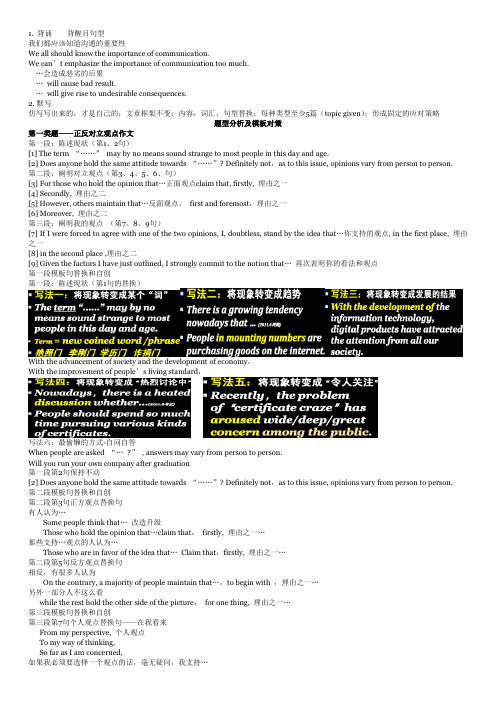 大学英语六级写作模板课程讲义金凌虹word版