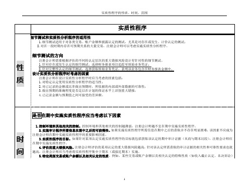 cpa审计中实质性程序归纳