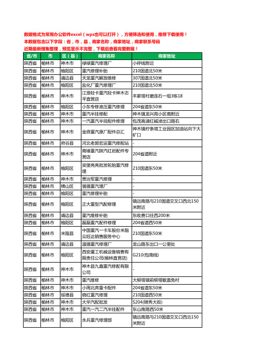 2020新版陕西省榆林市重汽工商企业公司商家名录名单黄页联系电话号码地址大全168家