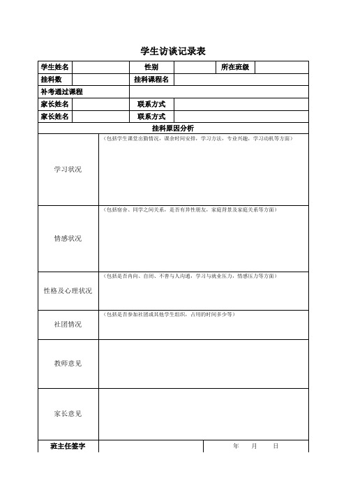 学生访谈记录表