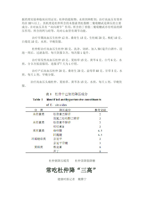 中药方治高血压,寇心病,糖尿病。