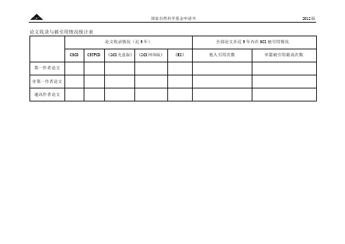论文收录与被引用情况统计表
