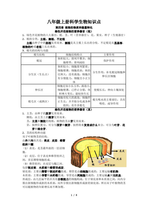 八年级上册科学生物知识点