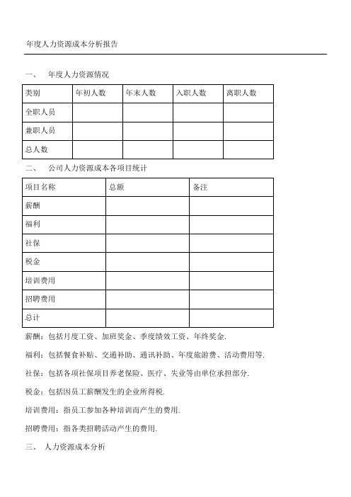 人力资源成本分析