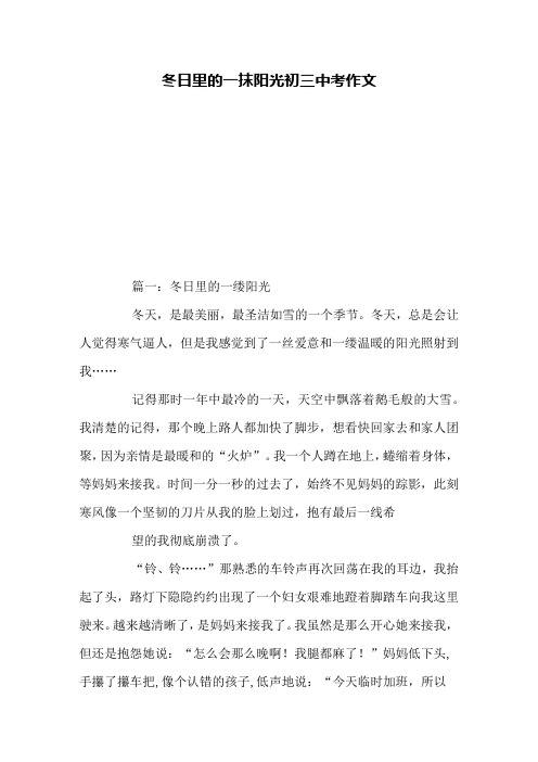 冬日里的一抹阳光初三中考作文