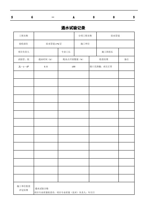 SG-A005通水试验记录