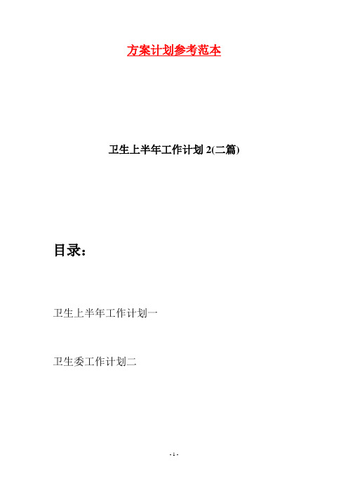 卫生上半年工作计划2(二篇)