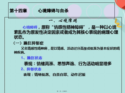 【变态心理学经典】  心境障碍(共10张PPT)
