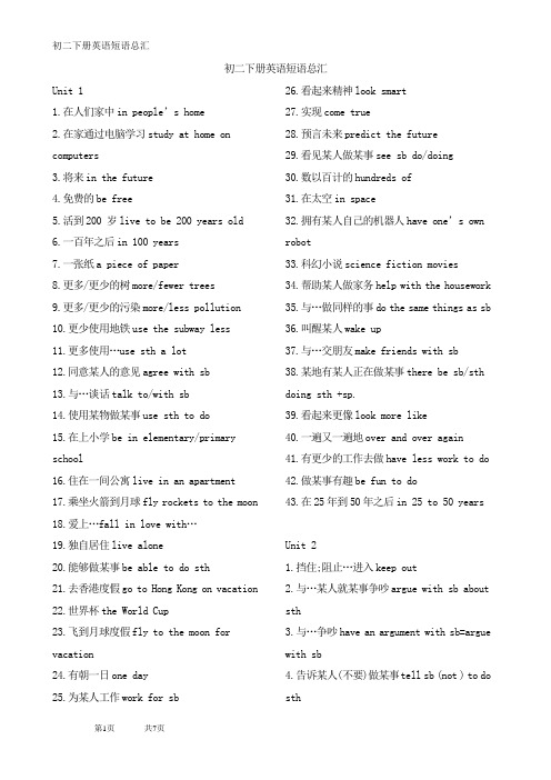 初二下册英语短语总汇(go_for_it)