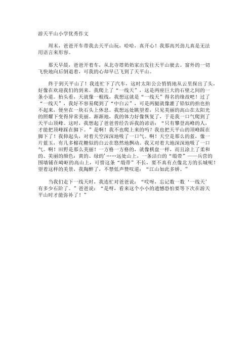 游天平山小学优秀作文