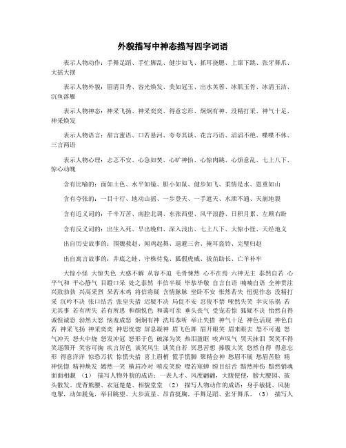 外貌描写中神态描写四字词语