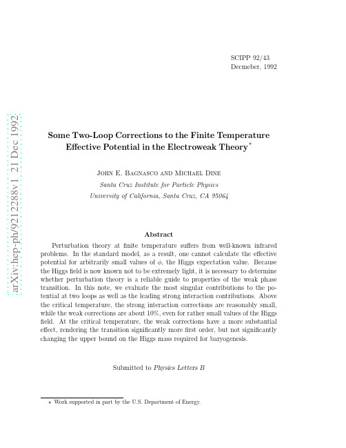 Some Two-Loop Corrections to the Finite Temperature Effective Potential in the Electroweak