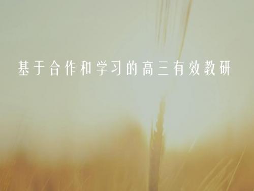 2019届一轮复习人教版    基于合作和学习的高三有效教研 课件 ( 16张)