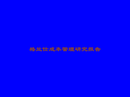 格兰仕成本管理研究报告课件