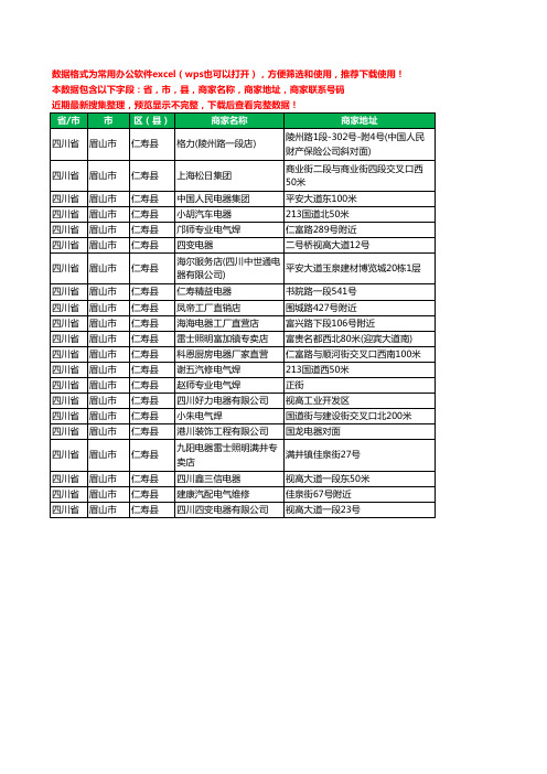 2020新版四川省眉山市仁寿县电器有限公司工商企业公司商家名录名单黄页联系电话号码地址大全21家