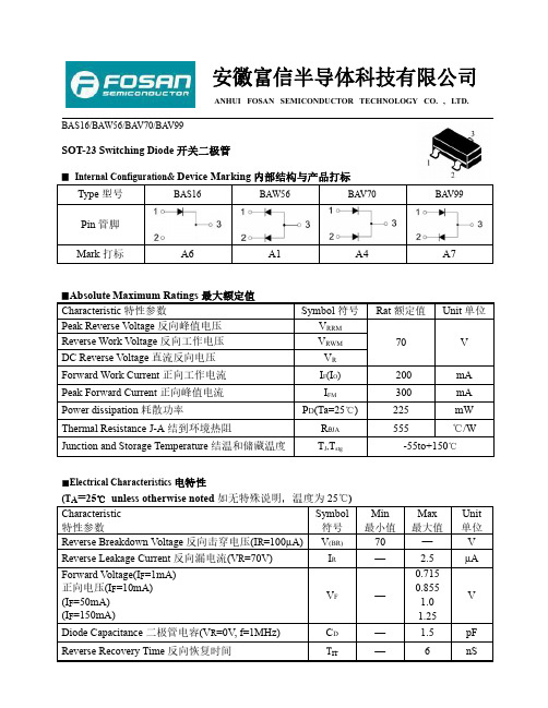 FOSAN富信电子 二级管 BAS16 BAW56 BAV70 BAV99-产品规格书