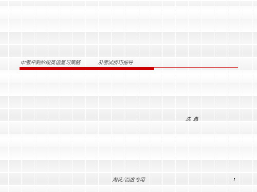 中考冲刺阶段英语复习策略及考试技巧指导