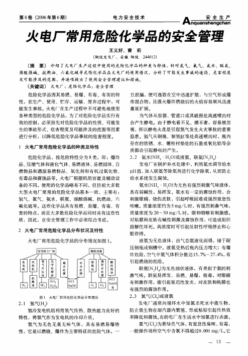 火电厂常用危险化学品的安全管理