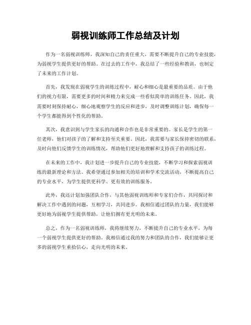 弱视训练师工作总结及计划