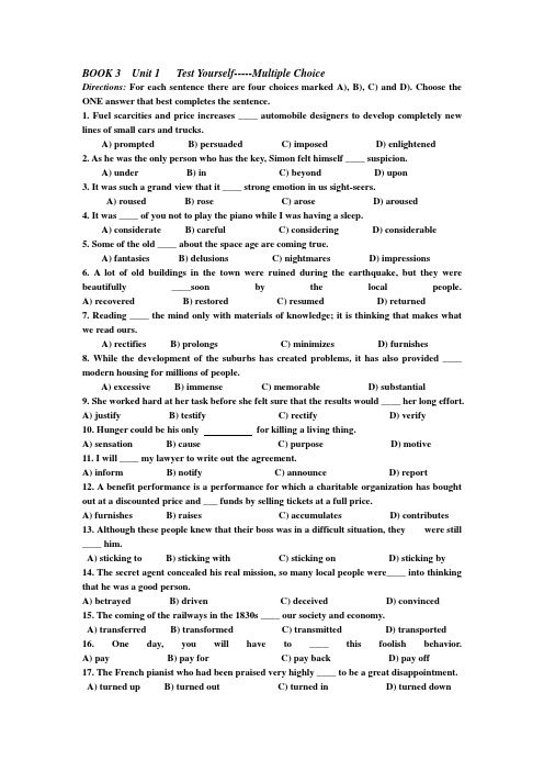 BOOK 3  Unit 1   Test Yourself